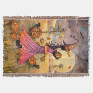 Oktober Felder Hexenkatze Halloween Kunst Decke