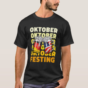 Oktober Feste Deutsch-Amerikanische Fahne Biertrin T-Shirt