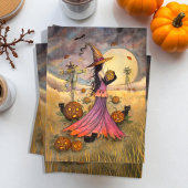 Oktober Fields Halloween Hexe und Katzen Fantasy Karte