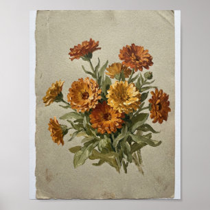 Oktober-Geburtsblume Ringelblume I Poster