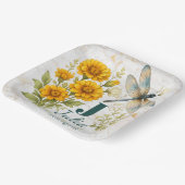 Oktober-Geburtsblume Ringelblume & Libelle Pappteller (Gewinkelt)