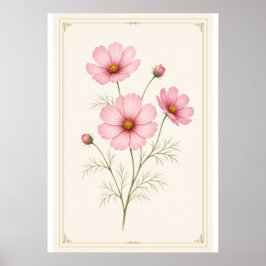 Oktober-Geburtsblumen-Wandkunst-Druck, Cosmos-Druc Poster