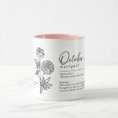 Oktober Geburtsmonat Blume Marigold Minimalistisch Tasse (Zentrum)