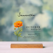 Oktober Geburtsmonat Blume Marigold Personalisiert Acrylschild (Neutral)