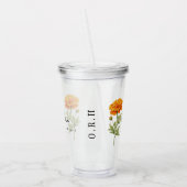 Oktober Geburtsmonat Blume Marigold Personalisiert Acryltrinkbecher (Links)