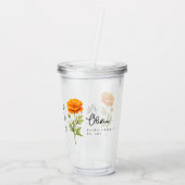 Oktober Geburtsmonat Blume Marigold Personalisiert Acryltrinkbecher (Rückseite)