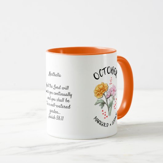 OKTOBER Geburtsmonat Blume Personalisiert Marigold Tasse (VorderseiteRechts)