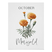 Oktober Geburtsmonat Marigold Floral Poster (Vorderseite)