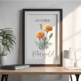 Oktober Geburtsmonat Marigold Floral Poster