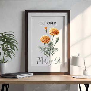 Oktober Geburtsmonat Marigold Floral Poster