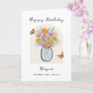 Oktober-Geburtsmonats-Blumen-Geburtstag Karte