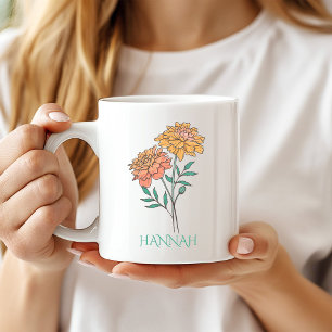 Oktober-Geburtsmonatsblume Orange Studentenblume Kaffeetasse