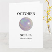 Oktober-Geburtsstein-Geburtstagsname Opal Karte (Gelbe Blume)