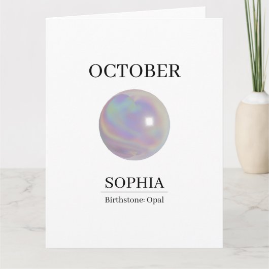 Oktober-Geburtsstein-Geburtstagsname Opal Karte (Vorderseite)