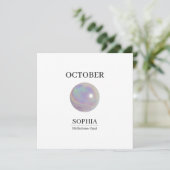 Oktober-Geburtsstein-Geburtstagsname Opal Karte (Stehend Vorderseite)
