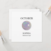 Oktober-Geburtsstein-Geburtstagsname Opal Karte (Vorderseite/Rückseite Beispiel)