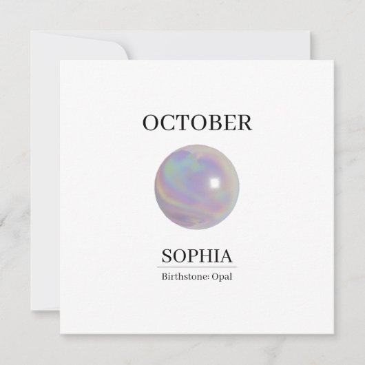 Oktober-Geburtsstein-Geburtstagsname Opal Karte (Vorderseite)