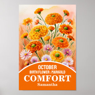 Oktober Geburtstag Blume Christliche Mauer Kunst Poster