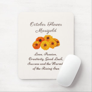 Oktober Geburtstag Blume Marigold Elegante Mousepad