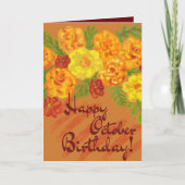 Oktober Geburtstag Blumenkarte von Marigolds/Kosmo Dankeskarte (Vorderseite)