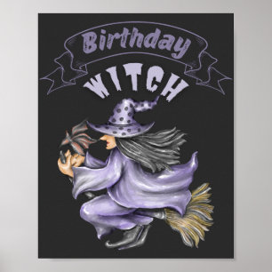Oktober Geburtstag Hexe Spooky Halloween Poster