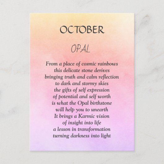 Oktober Geburtstag Opal Postkarte (Vorderseite)