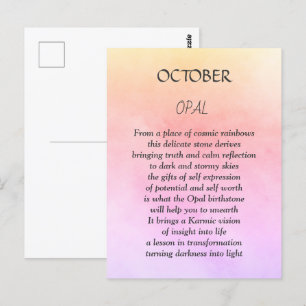 Oktober Geburtstags-Birthstone Opal  Postkarte