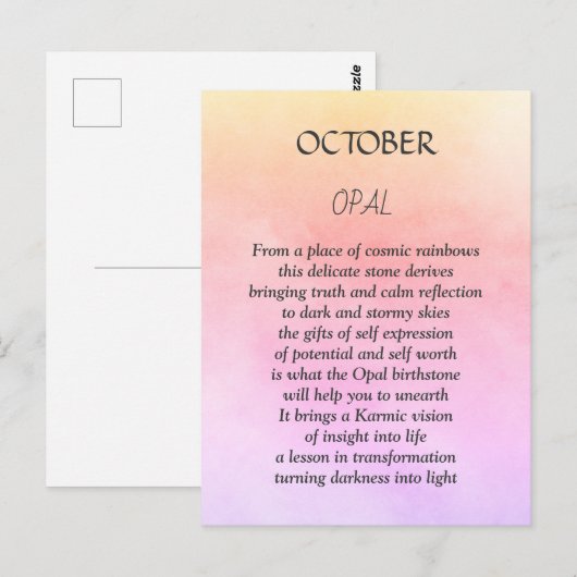 Oktober Geburtstags-Birthstone Opal Postkarte (Vorne/Hinten)