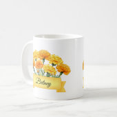 Oktober Geburtstagsfeier Blume Marigold Kaffeetasse (Vorderseite Links)