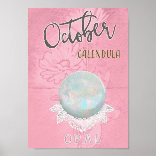Oktober Geburtstagsfeier Blume und Birthstone Poster (Vorne)