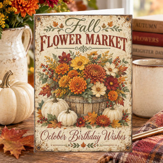 Oktober-Geburtstagswünsche Blumenmarkt-Geburtstag Karte