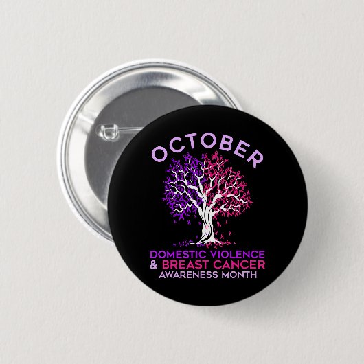 Oktober Gewalt und Brustkrebs Button (Vorne & Hinten)