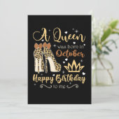 Oktober Girl Birthday Leopard High Heels Königin Save The Date (Stehend Vorderseite)