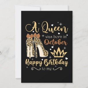 Oktober Girl Birthday Leopard High Heels Königin Save The Date