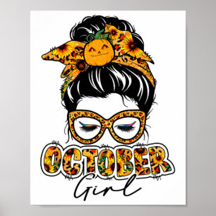 Oktober Girl Halloween Erntedank Herbst Geburtstag Poster