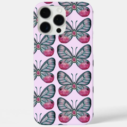 Oktober Glasswing Pink Butterfly Pattern Case-Mate iPhone Hülle (Rückseite)