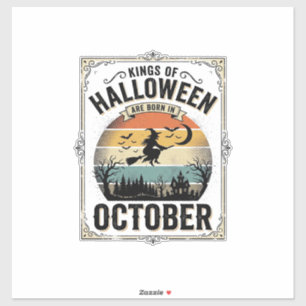Oktober Halloween Geburtstag Vintage Hexen-Shirt D Aufkleber