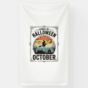 Oktober Halloween Geburtstag Vintage Hexen-Shirt D Banner