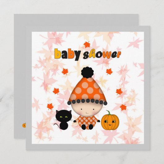 Oktober Halloween Herbstdusche Einladung (Vorne/Hinten)