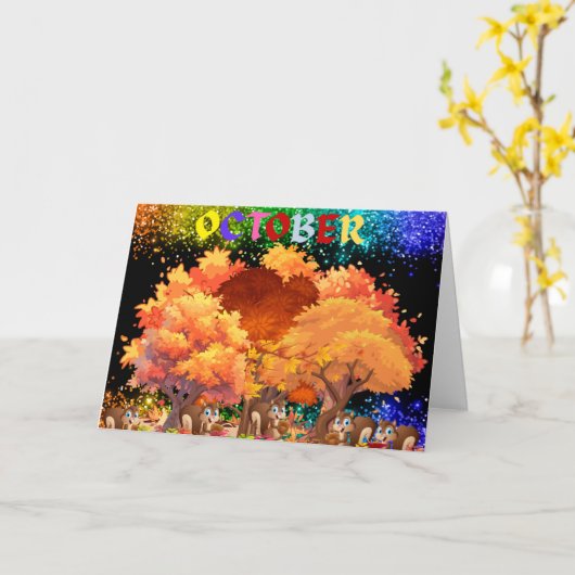 Oktober Herbstkarte Karte (Gelbe Blume)