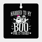 Oktober Hochzeitsfeier 13. Jahrestag Ornament Aus Metall (Vorderseite)