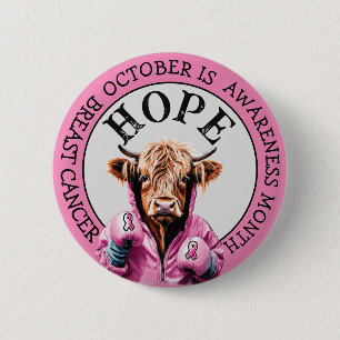 Oktober ist Brustkrebs-Bewusstsein Kuh Hope Sign Button