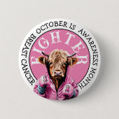 Oktober ist Brustkrebs rosa Kämpfer Button (Vorderseite)