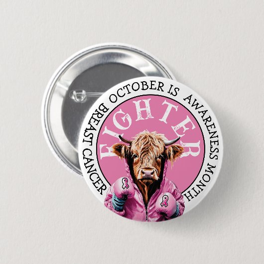 Oktober ist Brustkrebs rosa Kämpfer Button (Vorne & Hinten)