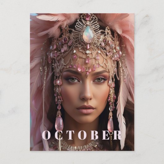 *~ OKTOBER Kopfschmuck TOURMALIN OPAL AP53 Postkarte (Vorderseite)