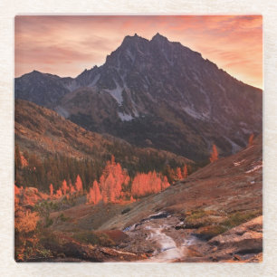 Oktober-Licht auf Scheinwerfer-Becken Glasuntersetzer