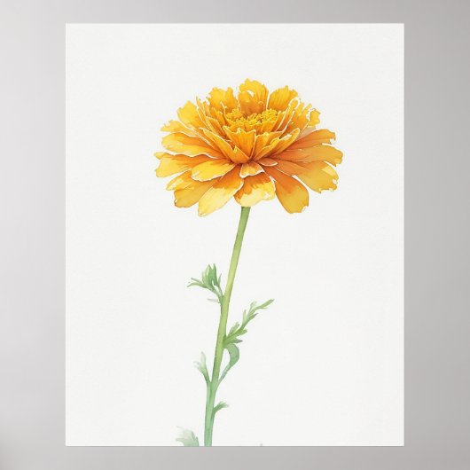 Oktober Marigold Birth Blume Poster (Vorne)