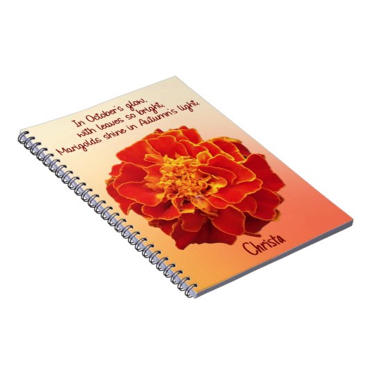 Oktober Marigold Birth Blume Spiral Notebook Notizblock (Rechte Seite)
