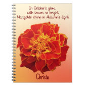 Oktober Marigold Birth Blume Spiral Notebook Notizblock (Vorderseite)