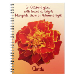 Oktober Marigold Birth Blume Spiral Notebook Notizblock